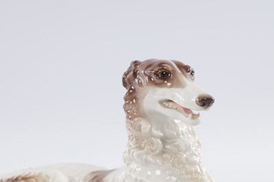 Lot 136 - A NYMPHENBURG PORCELAIN BORZOI DOG PORCELAIN FIGURINE