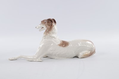 Lot 136 - A NYMPHENBURG PORCELAIN BORZOI DOG PORCELAIN FIGURINE