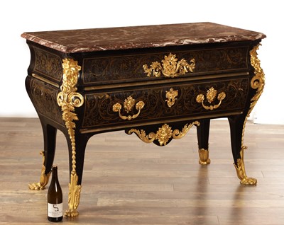 Lot 1193 - IN THE MANNER OF ANDRE-CHARLES BOULLE (1642-1732) A REGENCY FRENCH ORMOLU MOUNTED BOULLE EBONY VENEERED FRENCH COMMODE