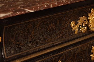 Lot 1193 - IN THE MANNER OF ANDRE-CHARLES BOULLE (1642-1732) A REGENCY FRENCH ORMOLU MOUNTED BOULLE EBONY VENEERED FRENCH COMMODE