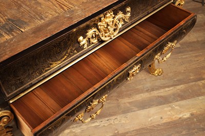 Lot 1193 - IN THE MANNER OF ANDRE-CHARLES BOULLE (1642-1732) A REGENCY FRENCH ORMOLU MOUNTED BOULLE EBONY VENEERED FRENCH COMMODE