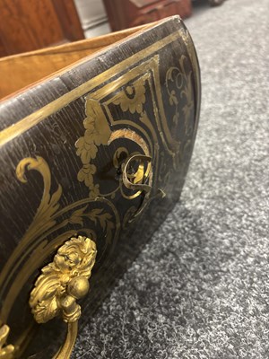 Lot 1193 - IN THE MANNER OF ANDRE-CHARLES BOULLE (1642-1732) A REGENCY FRENCH ORMOLU MOUNTED BOULLE EBONY VENEERED FRENCH COMMODE