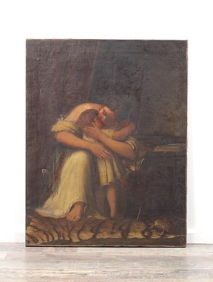 Lot 922 - THOMAS BYRON LYLE (fl.1880-1890) A 19TH CENTURY OIL ON CANVAS OF MOTHER AND CHILD