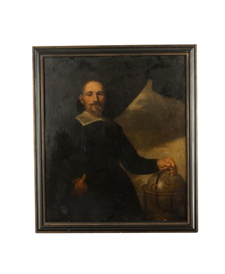 Lot 867 - ANTWERP SCHOOL (17TH CENTURY) OIL OF CANVAS ON A PORTRAIT OF A GENTLEMAN WITH A GLOBE