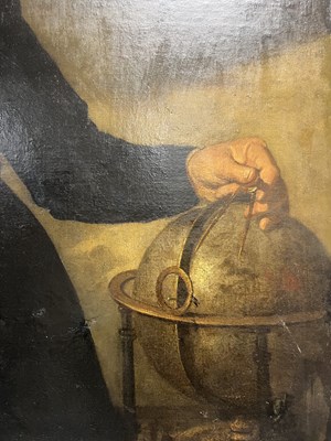 Lot 867 - ANTWERP SCHOOL (17TH CENTURY) OIL OF CANVAS ON A PORTRAIT OF A GENTLEMAN WITH A GLOBE