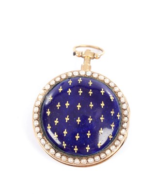 Lot 354 - AN 18CT GOLD AND ENAMEL FOB WATCH