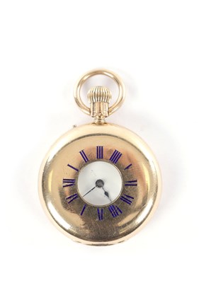 Lot 306 - AN 18CT GOLD HALF HUNTER FOB WATCH