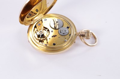 Lot 306 - AN 18CT GOLD HALF HUNTER FOB WATCH