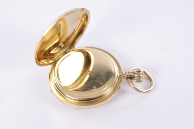 Lot 306 - AN 18CT GOLD HALF HUNTER FOB WATCH