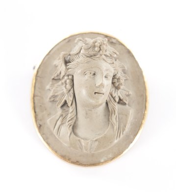 Lot 266 - A CARVED LAVA CAMEO BROOCH