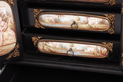 Lot 545 - A 19TH CENTURY AUSTRIAN EBONISED AND ENAMEL TABLE CABINET