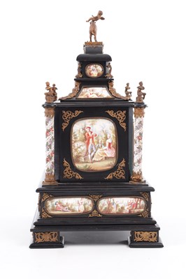 Lot 545 - A 19TH CENTURY AUSTRIAN EBONISED AND ENAMEL TABLE CABINET