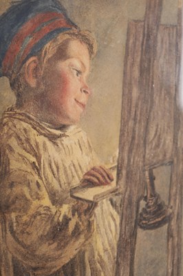 Lot 97 - WILLIAM HENRY HUNT (1790-1864). WATERCOLOUR OF A YOUNG ARTIST