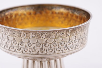 Lot 62 - A SILVER 'MEDIEVAL' PEDESTAL BOWL