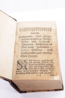 Lot 258 - A 17TH CENTURY GERMAN BOOK TITLED KRONIK AND DATED 1690