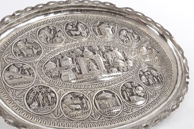 Lot 387 - A 19TH CENTURY INDIAN SILVER TRAY