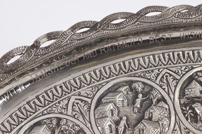 Lot 387 - A 19TH CENTURY INDIAN SILVER TRAY