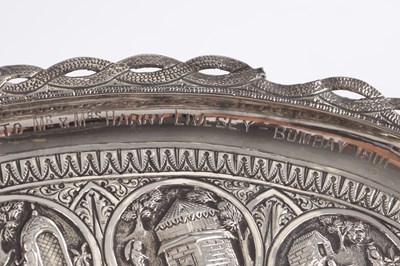 Lot 387 - A 19TH CENTURY INDIAN SILVER TRAY