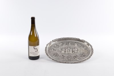 Lot 387 - A 19TH CENTURY INDIAN SILVER TRAY