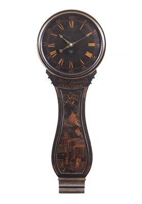 Lot 1069 - WILLIAM GAMMON, HEREFORD. AN 18TH-CENTURY, AND LATER LACQUERED CHINOISERIE TAVERN CLOCK