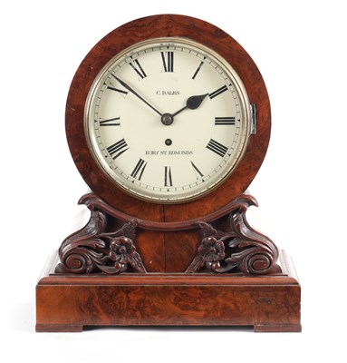 Lot 1048 - C. BALES, BURY ST. EDMUNDS. A 19TH CENTURY BURR WALNUT FUSEE BRACKET CLOCK