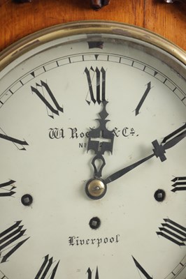 Lot 1049 - W. ROSKELL & CO. LIVERPOOL. A LARGE LATE 19TH CENTURY OAK TRIPLE FUSEE CHIMING BRACKET CLOCK