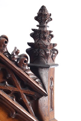 Lot 1049 - W. ROSKELL & CO. LIVERPOOL. A LARGE LATE 19TH CENTURY OAK TRIPLE FUSEE CHIMING BRACKET CLOCK