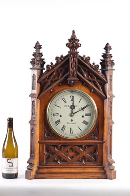 Lot 1049 - W. ROSKELL & CO. LIVERPOOL. A LARGE LATE 19TH CENTURY OAK TRIPLE FUSEE CHIMING BRACKET CLOCK