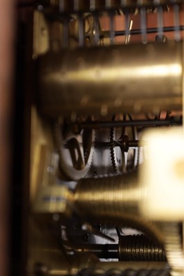 Lot 1049 - W. ROSKELL & CO. LIVERPOOL. A LARGE LATE 19TH CENTURY OAK TRIPLE FUSEE CHIMING BRACKET CLOCK