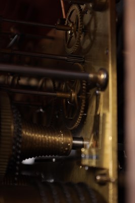 Lot 1049 - W. ROSKELL & CO. LIVERPOOL. A LARGE LATE 19TH CENTURY OAK TRIPLE FUSEE CHIMING BRACKET CLOCK