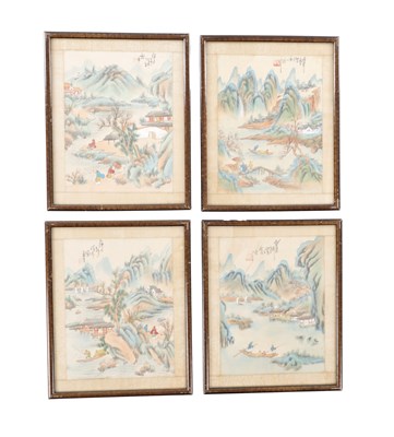 Lot 78 - A SET OF FOUR CHINESE PEN AND INK WATERCOLOUR
