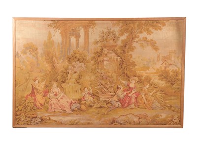 Lot 877 - AN 18TH CENTURY FRENCH WOVEN TAPESTRY HANGING PANEL