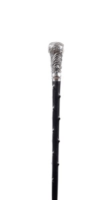 Lot 817 - AN ART NOUVEAU FRENCH SILVER TOPPED WALKING STICK