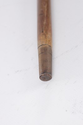Lot 283 - A 19TH CENTURY CARVED AND PAINTED CROOK HANDLE WALKING STICK IN THE FORM OF A BIRD