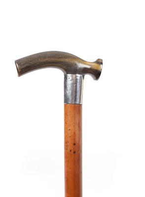 Lot 788 - A 19TH CENTURY HORN AND MALACCA WALKING STICK