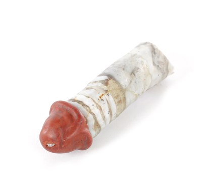 Lot 513 - A POSSIBLY ANCIENT ROMAN GLASS PHALLIC AMULET