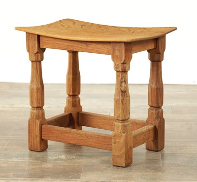 Lot 1173 - A MOUSEMAN OAK STOOL