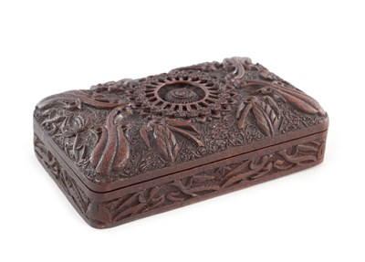 Lot 138 - A 19TH CENTURY EASTERN CARVED HARDWOOD BOX