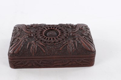 Lot 138 - A 19TH CENTURY EASTERN CARVED HARDWOOD BOX