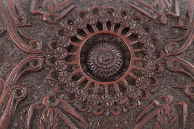 Lot 138 - A 19TH CENTURY EASTERN CARVED HARDWOOD BOX