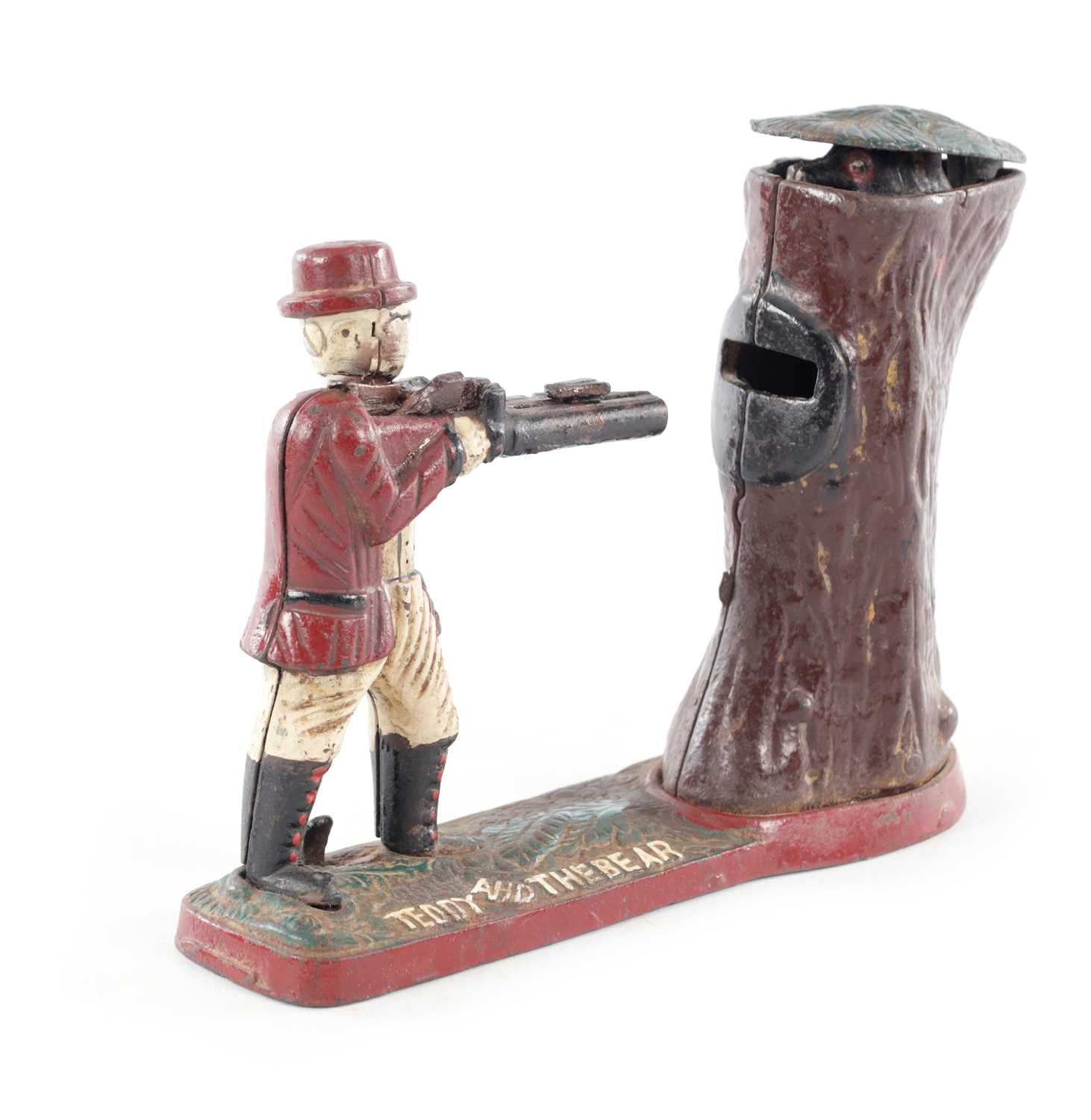 Lot 85 - A CAST IRON MONEY BOX 'TEDDY AND THE BEAR'