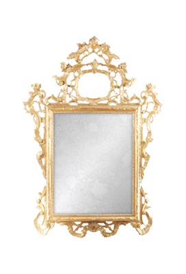 Lot 1326 - AN 18TH CENTURY CARVED GILTWOOD MIRROR