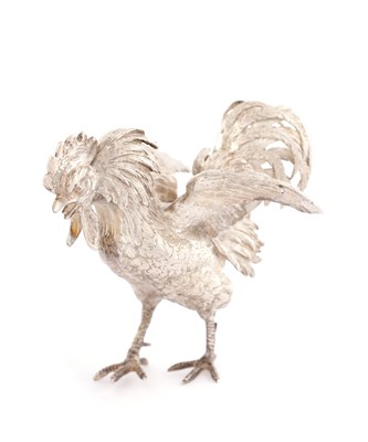 Lot 443 - A CONTINENTAL SILVER COCKERELL