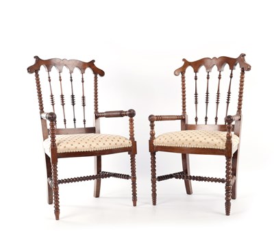 Lot 1298 - A MATCHED PAIR OF 19TH CENTURY TURNED ROSEWOOD CHILD'S CHAIRS