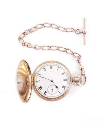 Lot 342 - AN ELGIN FULL HUNTER POCKET WATCH WITH 9CT GOLD CHAIN