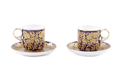 Lot 388 - A PAIR OF ROYAL CROWN DERBY COFFEE CANS AND SAUCERS
