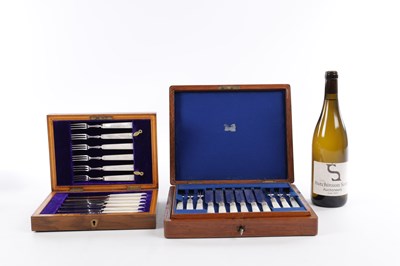 Lot 239 - TWO CASED DESSERT CANTEENS OF CUTLERY