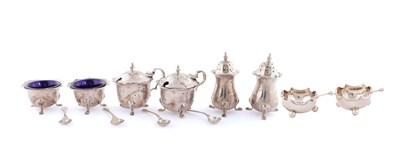 Lot 428 - TWO CASED SILVER CRUET SETS