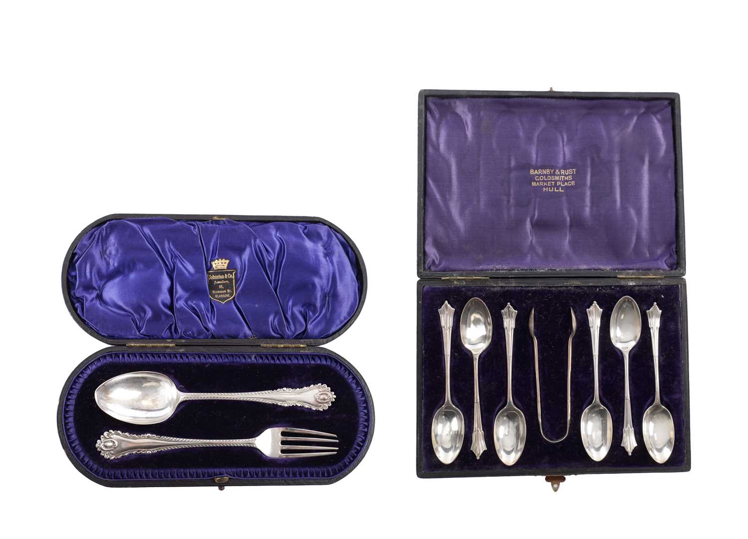 Lot 282 - TWO CASED SETS OF SILVER FLATWARE