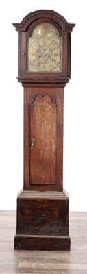 Lot 354 - RICHARD PINHEY, PLYMOUTH DOCK. AN 18TH CENTURY OAK CASED LONGCASE CLOCK